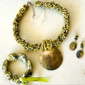 Abalone Shell & Bead Jewelry 3-Piece Set- $15